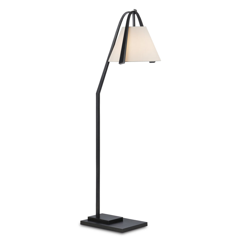 Currey and Company 8000-0122 One Light Floor Lamp, Satin Black/Brushed Brown Finish-LightingWellCo