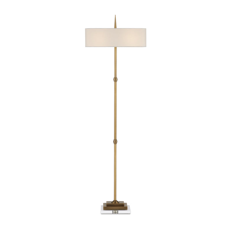Currey and Company 8000-0123 Two Light Floor Lamp, Antique Brass/Clear Finish-LightingWellCo