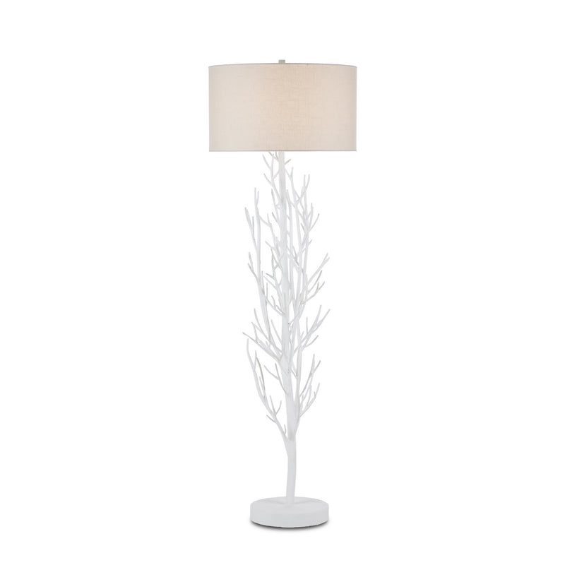 Currey and Company 8000-0128 One Light Floor Lamp, Gesso White Finish-LightingWellCo