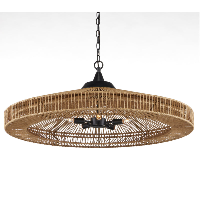 Currey and Company 9000-0921 Five Light Chandelier, Natural/Satin Black Finish-LightingWellCo