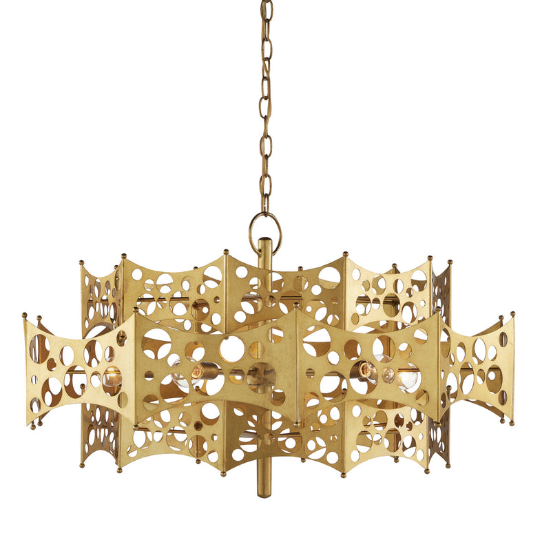 Currey and Company 9000-0971 Five Light Chandelier, Contemporary Gold Leaf Finish-LightingWellCo