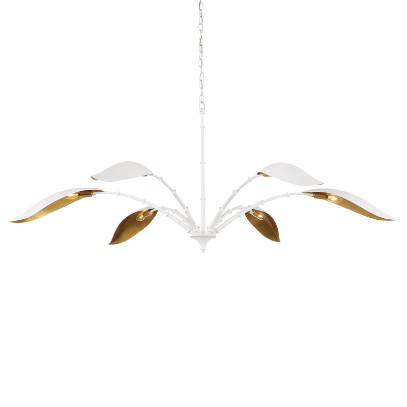 Currey and Company 9000-0974 Six Light Chandelier, Gesso White/Contemporary Gold Leaf Finish-LightingWellCo