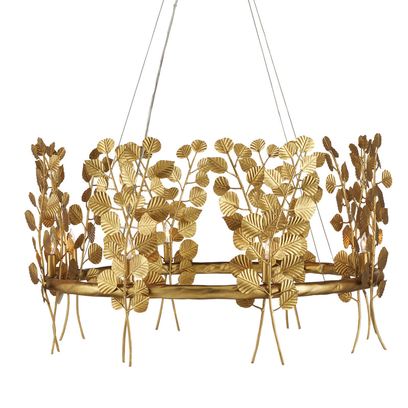 Currey and Company 9000-0975 Eight Light Chandelier, Contemporary Gold Leaf Finish-LightingWellCo
