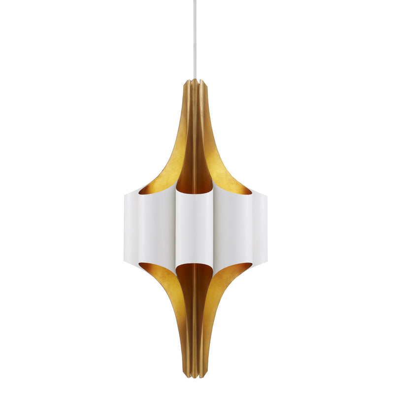 Currey and Company 9000-0976 Eight Light Chandelier, Contemporary Gold Leaf/Gesso White Finish-LightingWellCo
