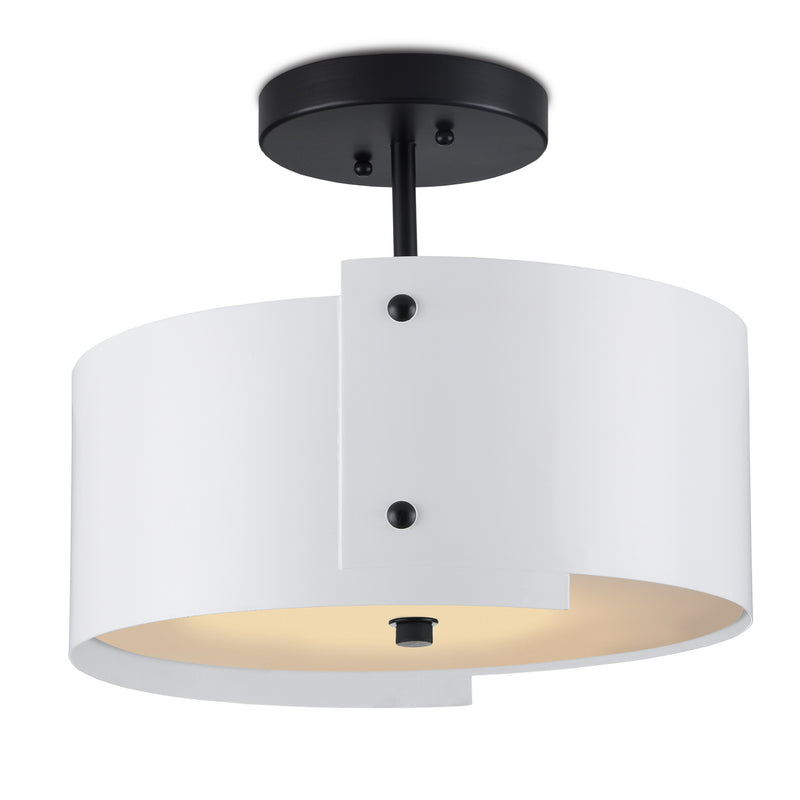 Currey and Company 9000-0982 LED Semi-Flush Mount, Sugar White/Satin Black Finish-LightingWellCo