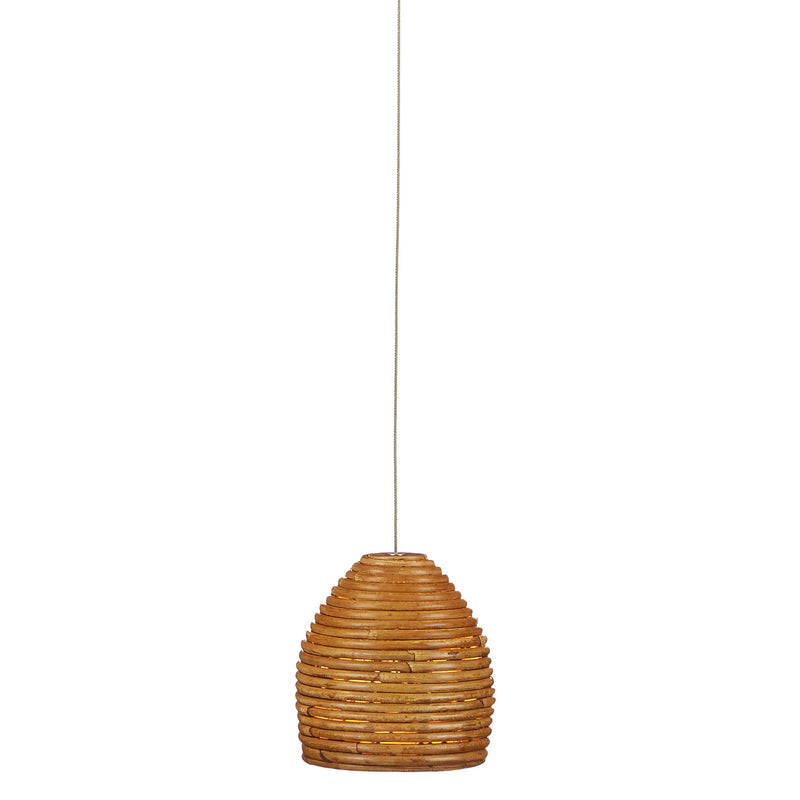 Currey and Company 9000-0998 One Light Pendant, Natural Rattan/Silver Finish-LightingWellCo