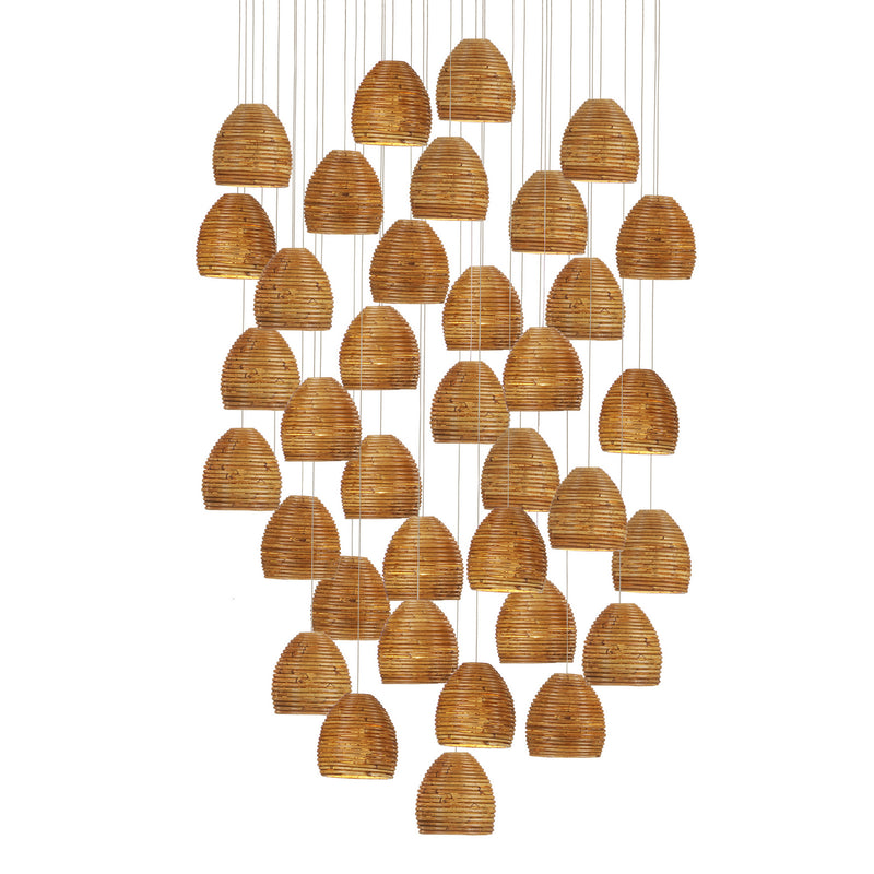 Currey and Company 9000-1004 36 Light Pendant, Natural Rattan/Silver Finish-LightingWellCo