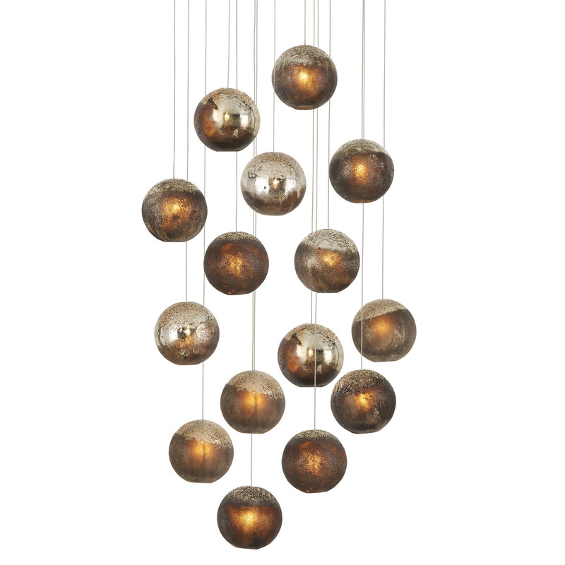 Currey and Company 9000-1015 15 Light Pendant, Antique Silver/Antique Gold/Matte Charcoal/Silver Finish-LightingWellCo