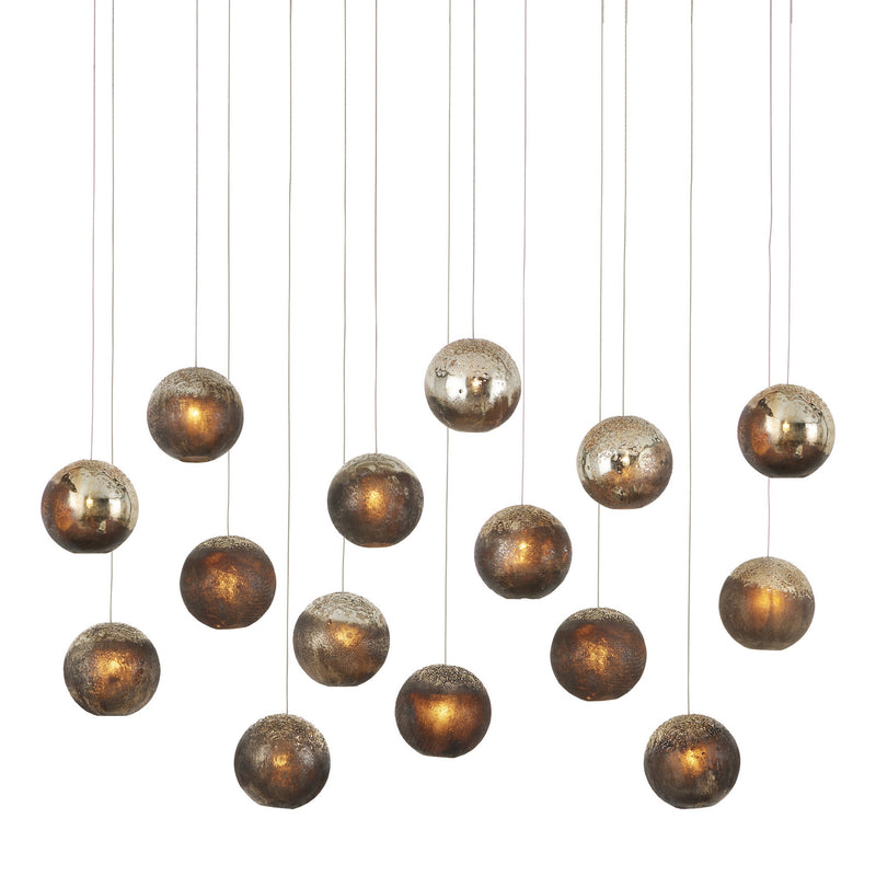 Currey and Company 9000-1016 15 Light Pendant, Antique Silver/Antique Gold/Matte Charcoal/Silver Finish-LightingWellCo