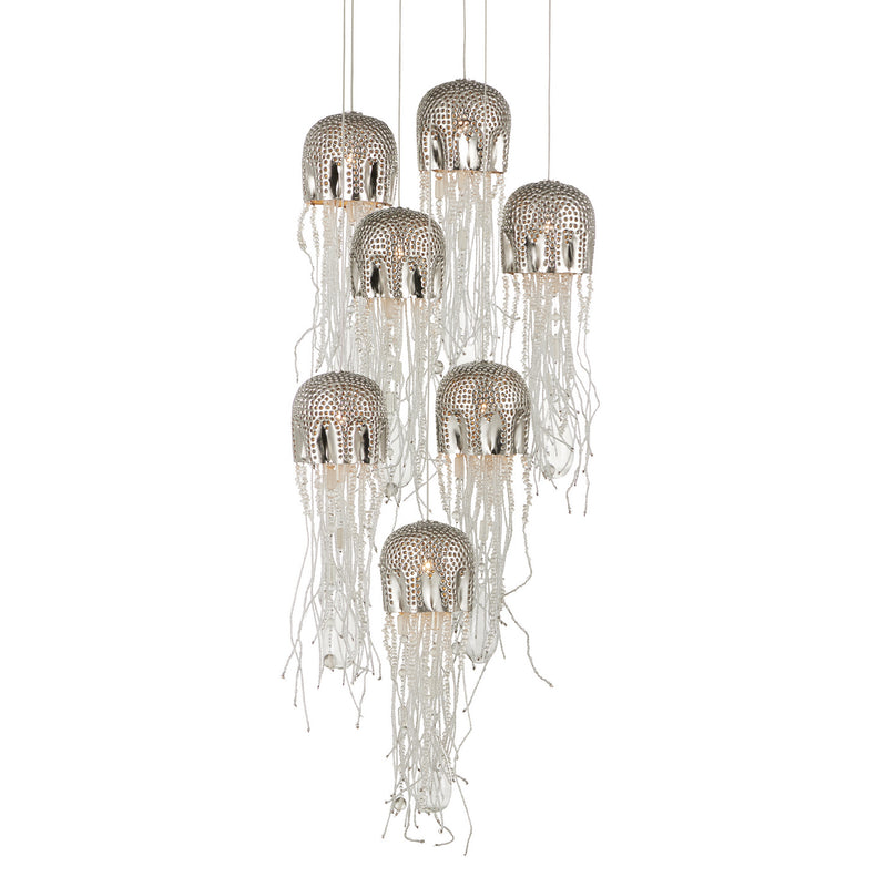 Currey and Company 9000-1028 Seven Light Pendant, Nickel/Silver Finish-LightingWellCo