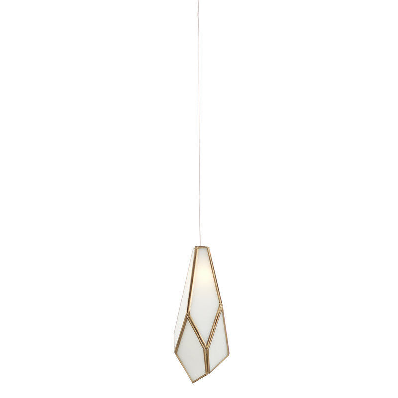 Currey and Company 9000-1033 One Light Pendant, White/Antique Brass/Silver Finish-LightingWellCo