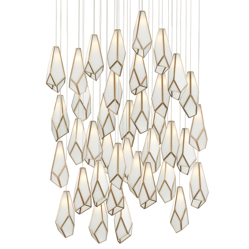 Currey and Company 9000-1039 36 Light Pendant, White/Antique Brass/Silver Finish-LightingWellCo
