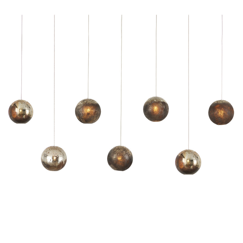Currey and Company 9000-1069 Seven Light Pendant, Antique Silver/Antique Gold/Matte Charcoal/Silver Finish-LightingWellCo