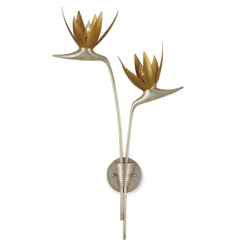 Currey and Company 5000-0239 Two Light Wall Sconce, Contemporary Silver Leaf/Contemporary Gold Leaf Finish-LightingWellCo