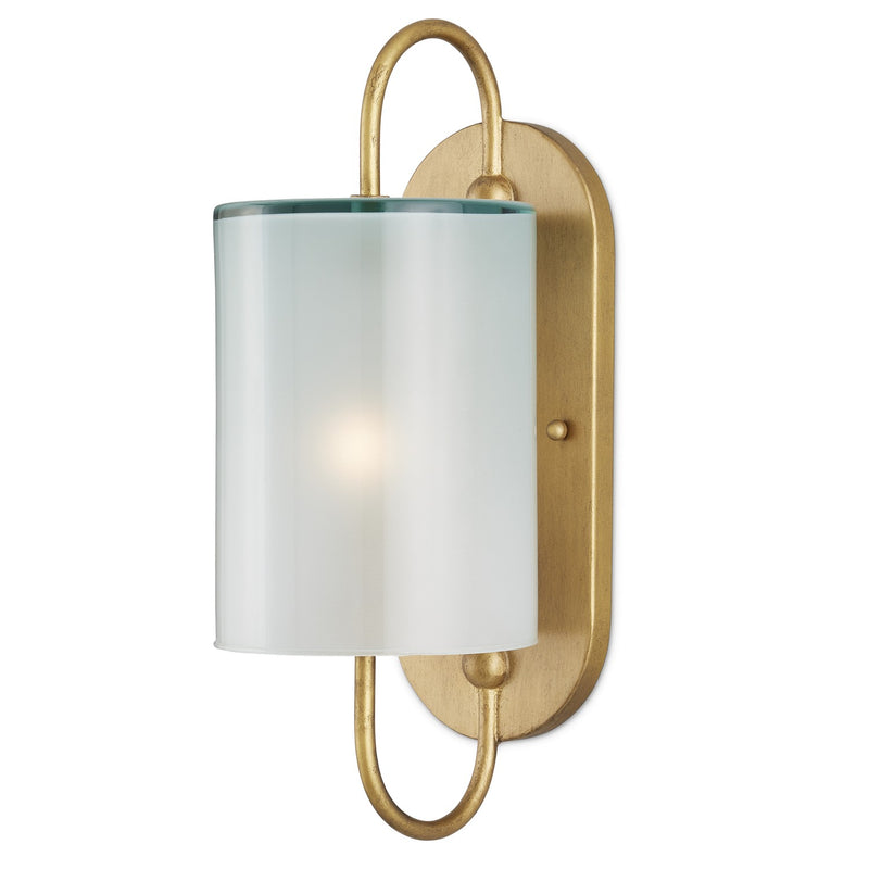 Currey and Company 5800-0024 One Light Wall Sconce, Brass/Frosted White Finish-LightingWellCo