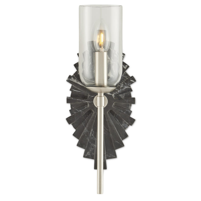 Currey and Company 5800-0025 One Light Wall Sconce, Black/Nickel/Clear Finish-LightingWellCo