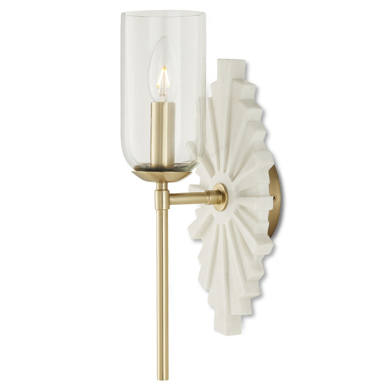 Currey and Company 5800-0026 One Light Wall Sconce, White/Brass/Clear Finish-LightingWellCo