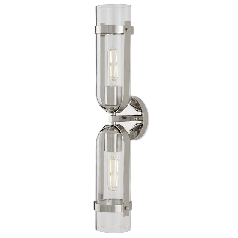 Currey and Company 5800-0029 Two Light Wall Sconce, Polished Nickel/Clear Finish-LightingWellCo
