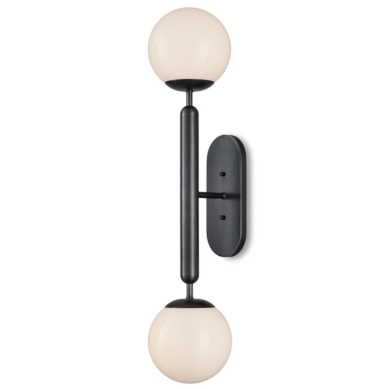 Currey and Company 5800-0035 Two Light Wall Sconce, Oil Rubbed Bronze/White Finish-LightingWellCo