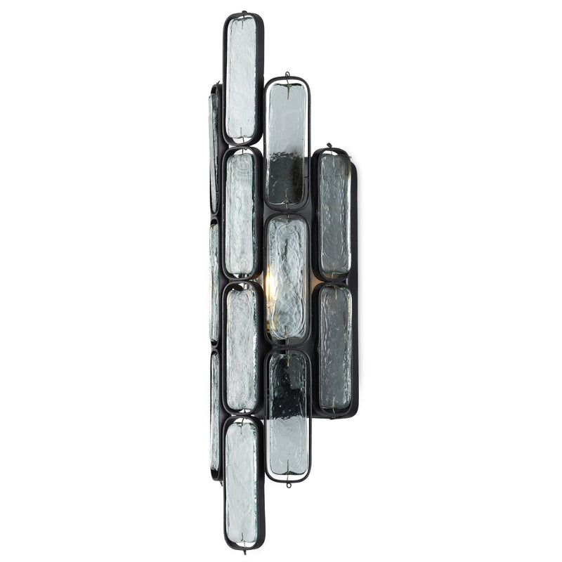Currey and Company 5900-0053 One Light Wall Sconce, Clear/Satin Black Finish-LightingWellCo