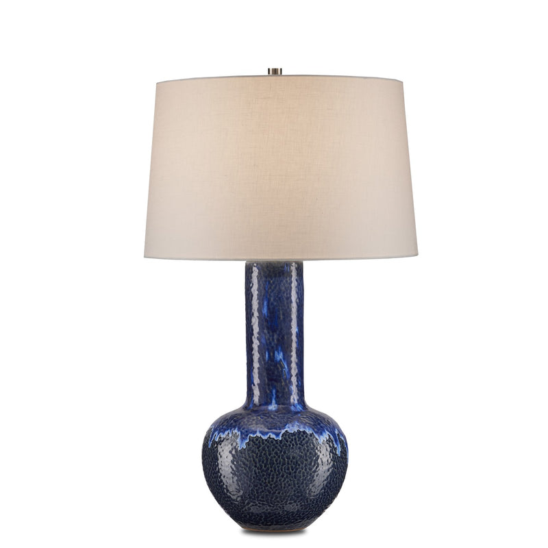 Currey and Company 6000-0822 One Light Table Lamp, Reactive Blue Finish-LightingWellCo