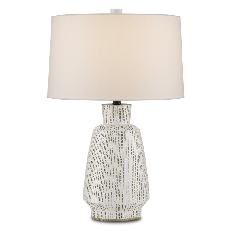 Currey and Company 6000-0848 One Light Table Lamp, White/Green Finish-LightingWellCo