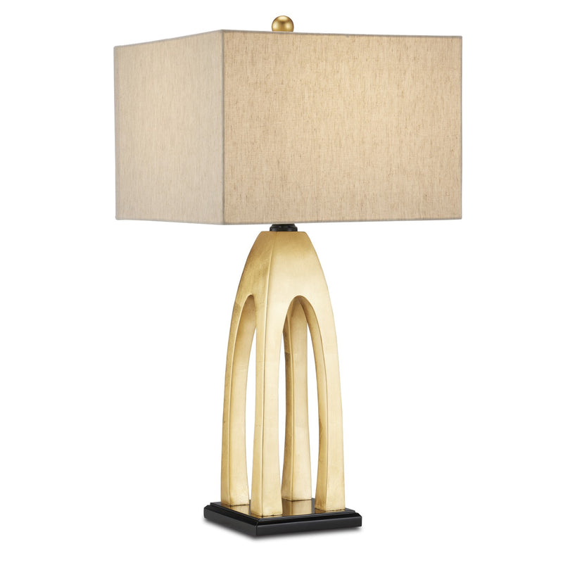 Currey and Company 6000-0851 One Light Table Lamp, Contemporary Gold Leaf/Black Finish-LightingWellCo