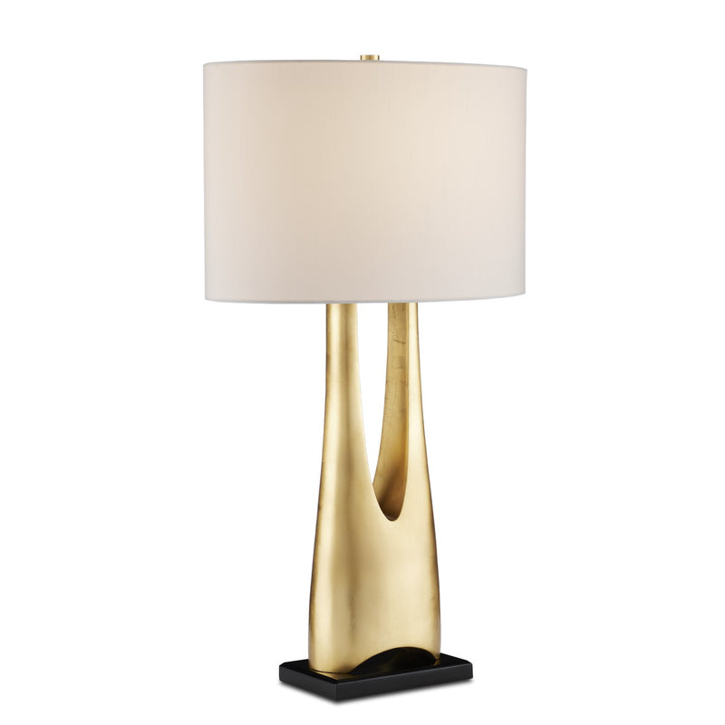 Currey and Company 6000-0852 One Light Table Lamp, Contemporary Gold Leaf/Black Finish-LightingWellCo