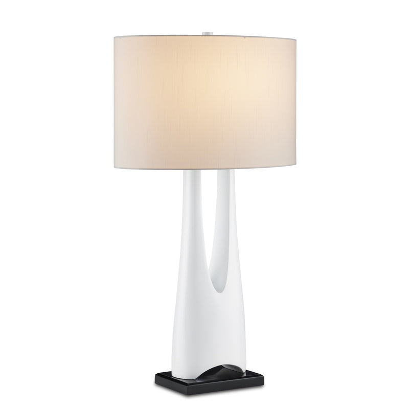 Currey and Company 6000-0853 One Light Table Lamp, Glossy White/Black Finish-LightingWellCo