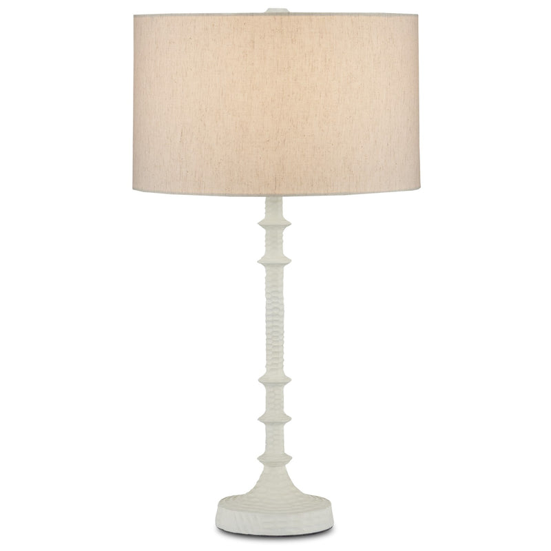 Currey and Company 6000-0868 One Light Table Lamp, Gesso White Finish-LightingWellCo