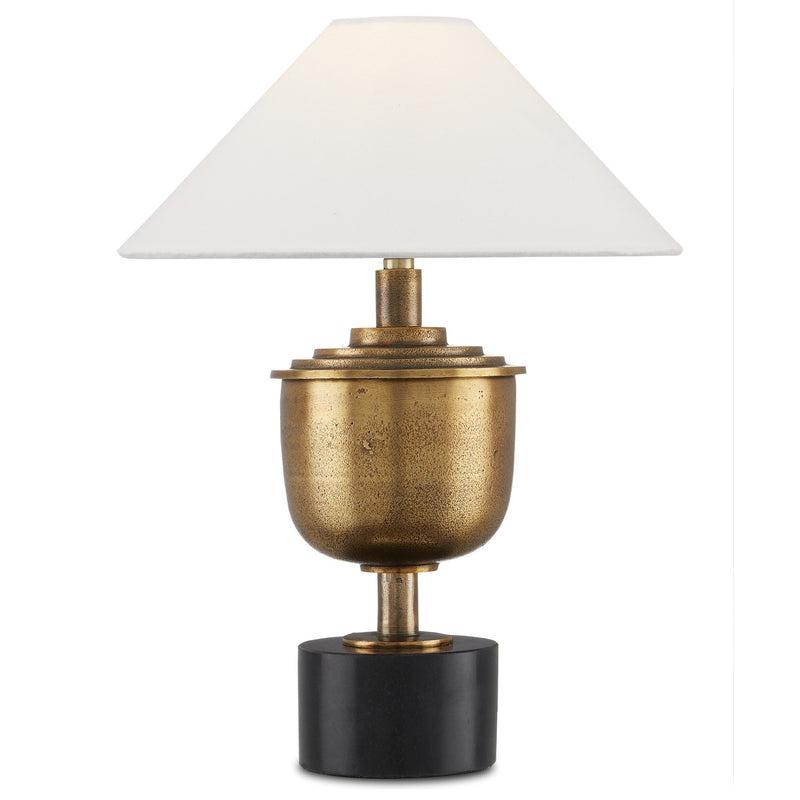 Currey and Company 6000-0877 One Light Table Lamp, Antique Brass/Black Finish-LightingWellCo