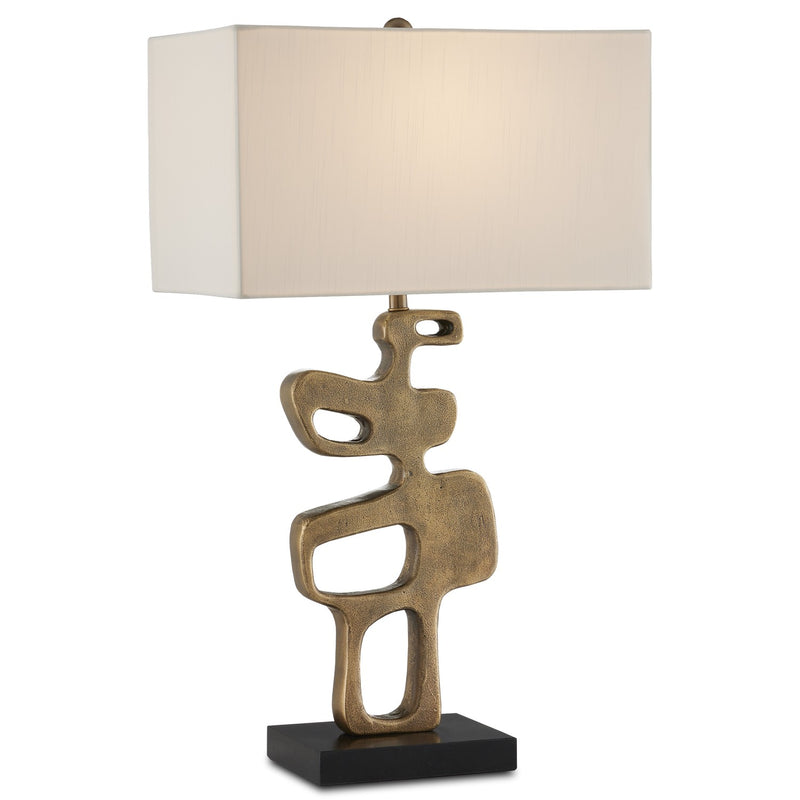 Currey and Company 6000-0884 One Light Table Lamp, Antique Brass/Black Finish-LightingWellCo