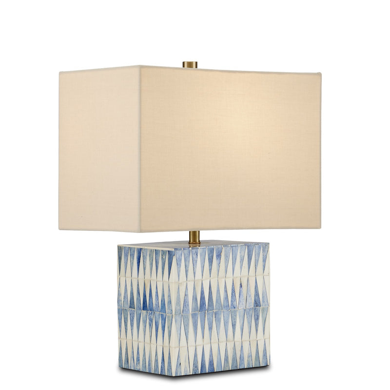 Currey and Company 6000-0887 One Light Table Lamp, Blue/White/Brushed Brass Finish-LightingWellCo