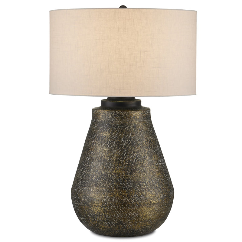 Currey and Company 6000-0890 One Light Table Lamp, Antique Brass/Black/Whitewash Finish-LightingWellCo