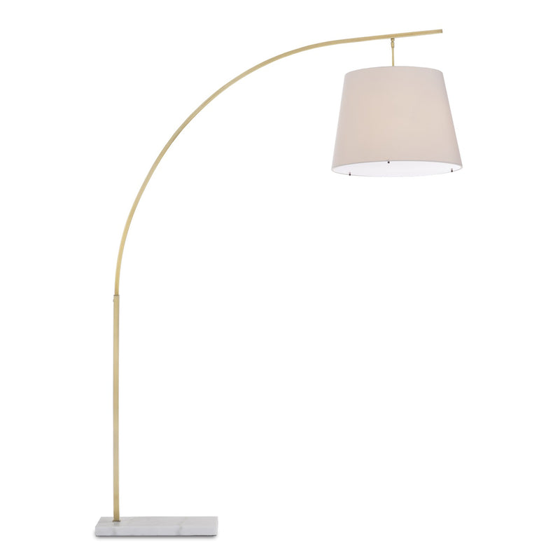 Currey and Company 8000-0125 Two Light Floor Lamp, Antique Brass/White Finish-LightingWellCo