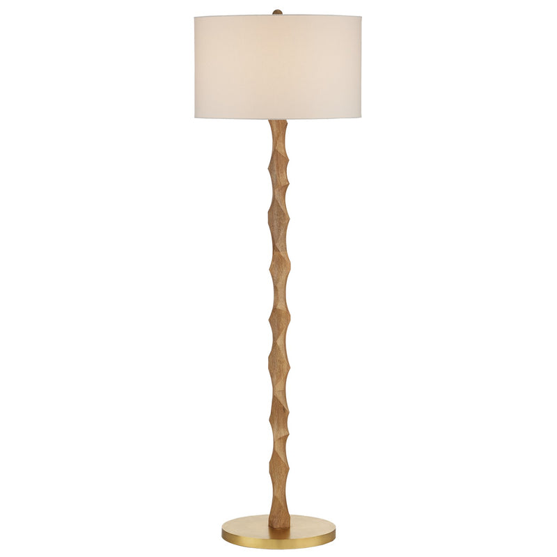 Currey and Company 8000-0135 One Light Floor Lamp, Natural/Brass Finish-LightingWellCo