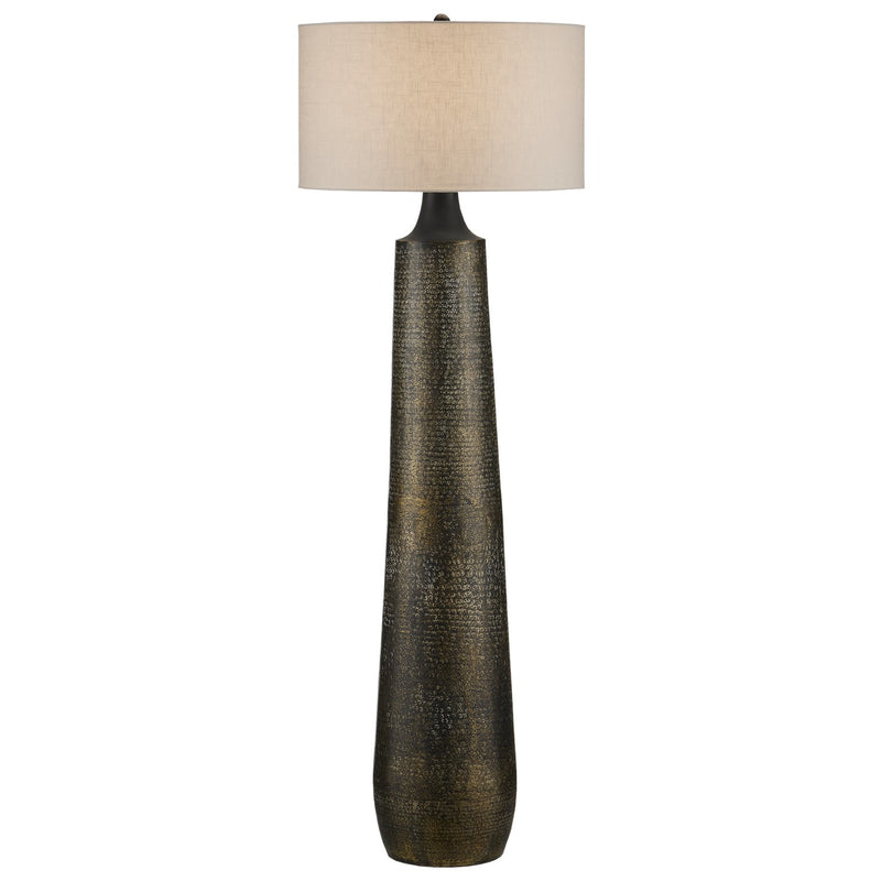 Currey and Company 8000-0136 One Light Floor Lamp, Antique Brass/Black/Whitewash Finish-LightingWellCo