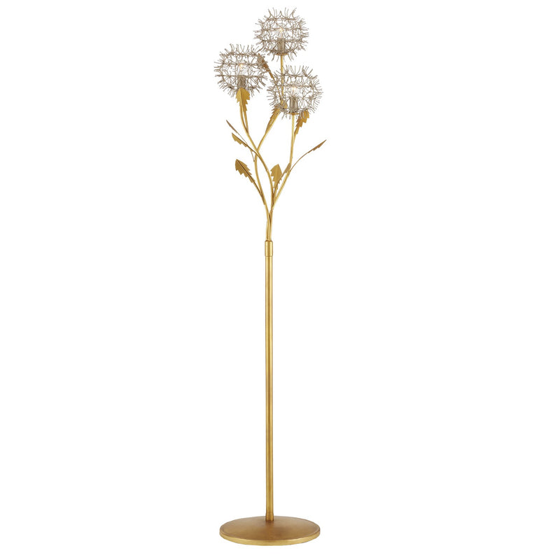 Currey and Company 8000-0137 Three Light Floor Lamp, Contemporary Silver Leaf/Contemporary Gold Leaf Finish-LightingWellCo