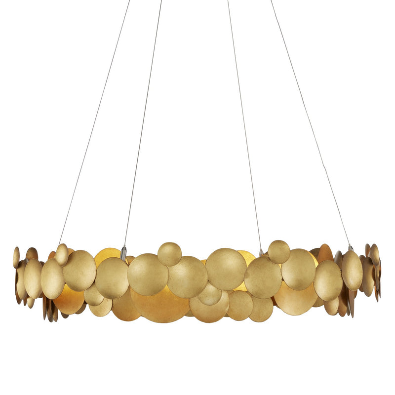 Currey and Company 9000-0972 One Light Chandelier, Contemporary Gold Leaf/White Finish-LightingWellCo