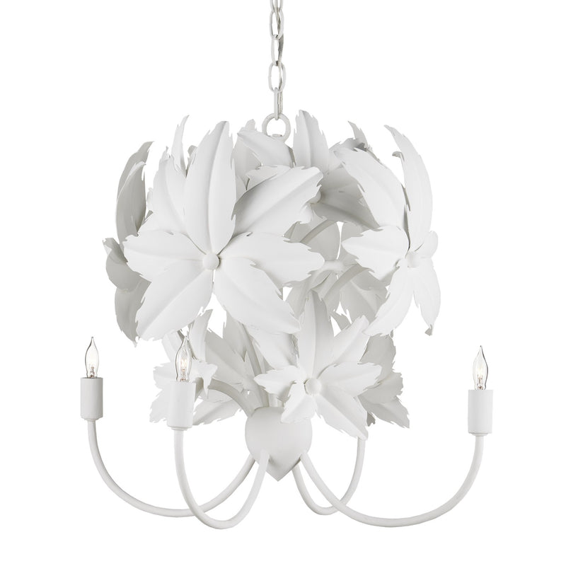 Currey and Company 9000-0987 Four Light Chandelier, Gesso White/Painted Gesso White Finish-LightingWellCo
