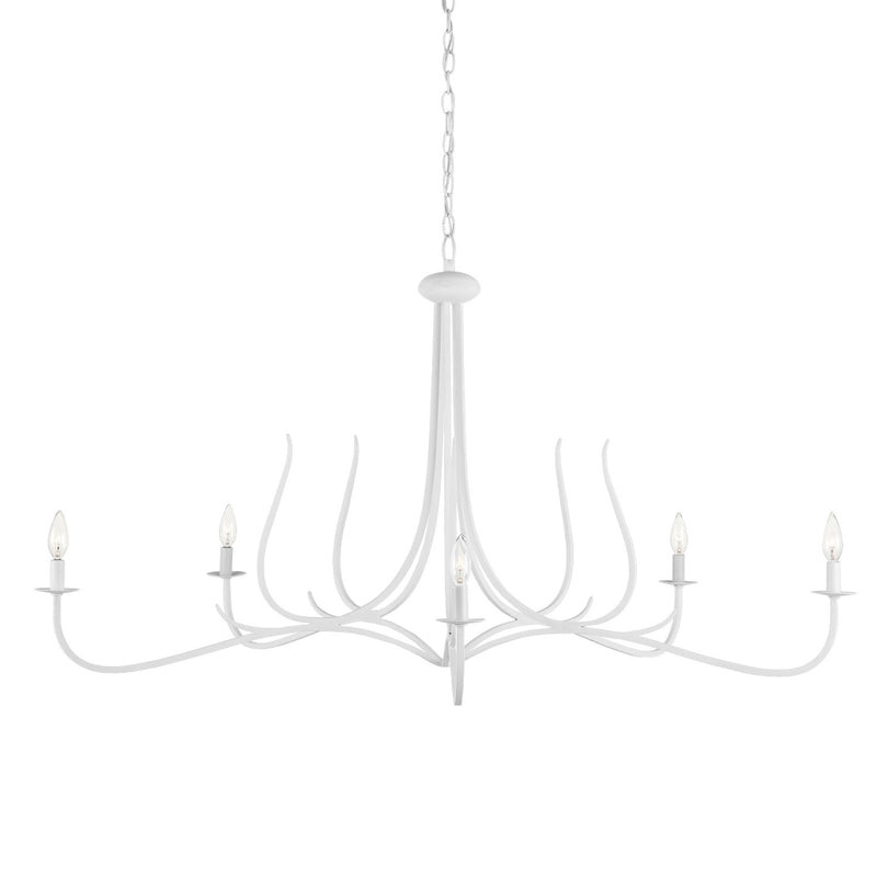 Currey and Company 9000-0989 Five Light Chandelier, Gesso White/Painted Gesso White Finish-LightingWellCo