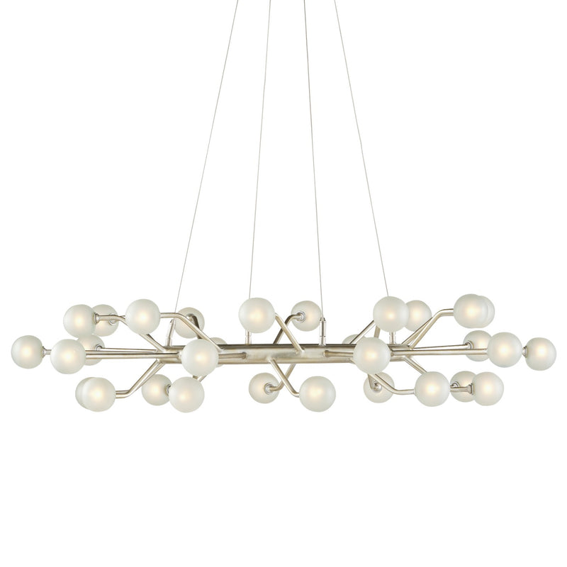 Currey and Company 9000-0996 30 Light Chandelier, Contemporary Silver Leaf/Frosted Finish-LightingWellCo