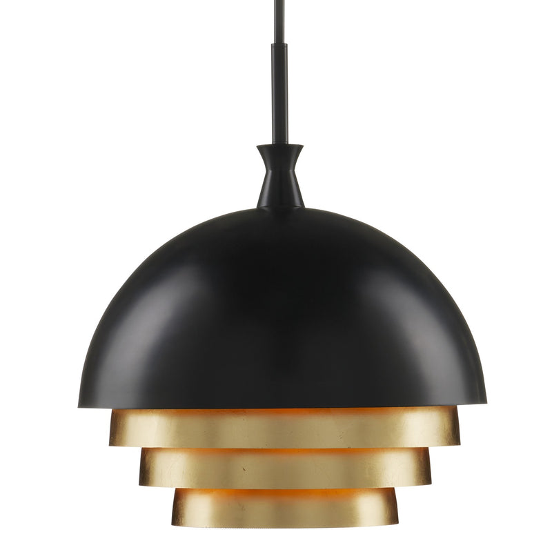 Currey and Company 9000-1075 Three Light Pendant, Black/Gold Leaf Finish-LightingWellCo