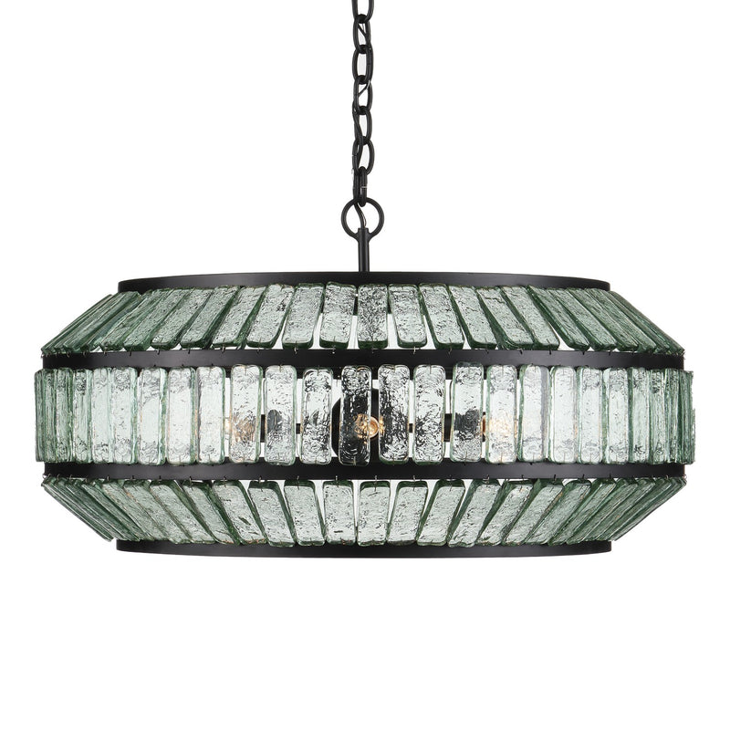 Currey and Company 9000-1078 Six Light Chandelier, Clear/Satin Black Finish-LightingWellCo