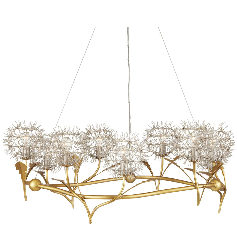 Currey and Company 9000-1080 Nine Light Chandelier, Contemporary Silver Leaf/Contemporary Gold Leaf Finish-LightingWellCo
