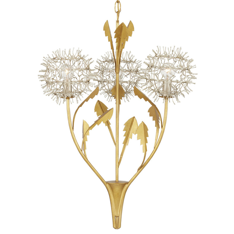 Currey and Company 9000-1081 Three Light Pendant, Contemporary Silver Leaf/Contemporary Gold Leaf Finish-LightingWellCo