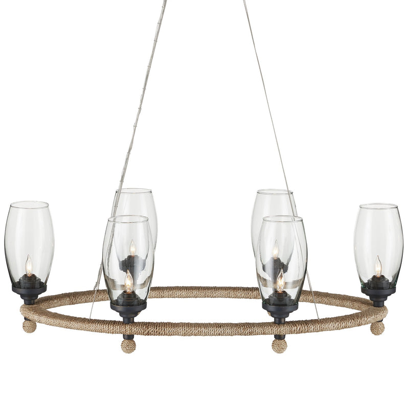 Currey and Company 9000-1086 Six Light Chandelier, Natural/Clear/French Black Finish-LightingWellCo