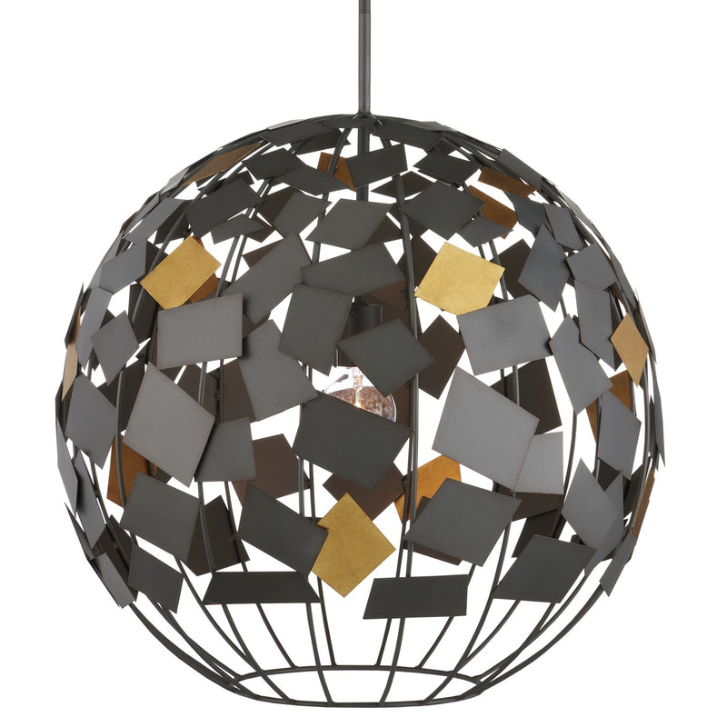 Currey and Company 9000-1089 One Light Chandelier, Hiroshi Gray/Contemporary Gold Leaf Finish-LightingWellCo