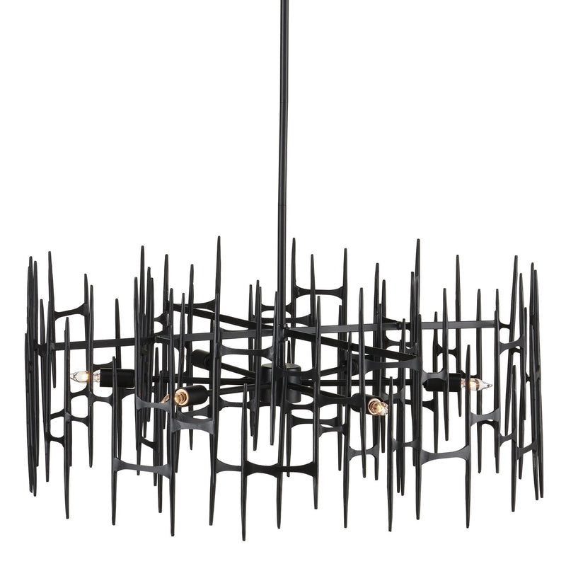 Currey and Company 9000-1091 Six Light Chandelier, Satin Black Finish-LightingWellCo