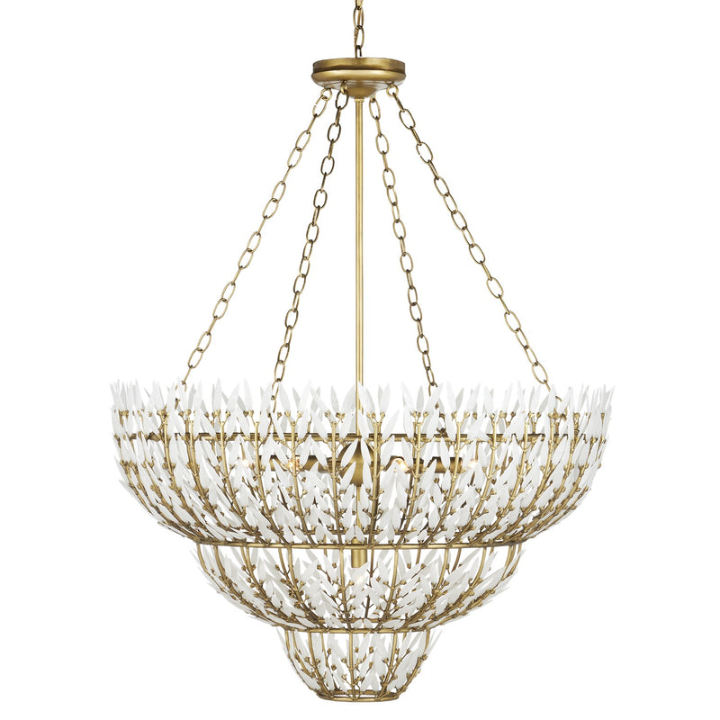 Currey and Company 9000-1099 Seven Light Chandelier, Brass/White Finish-LightingWellCo